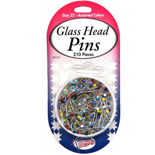 Glass Head Pins Size 22 - Assorted Colors