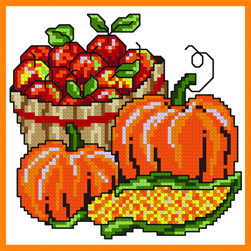 Basket of Apples Cross Stitch Project