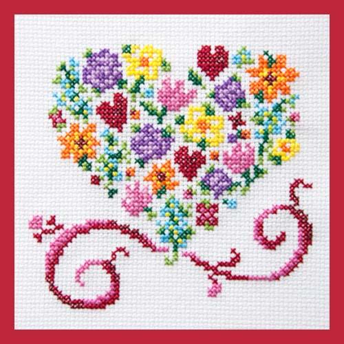 Rainbow Heart Cross Stitch Project